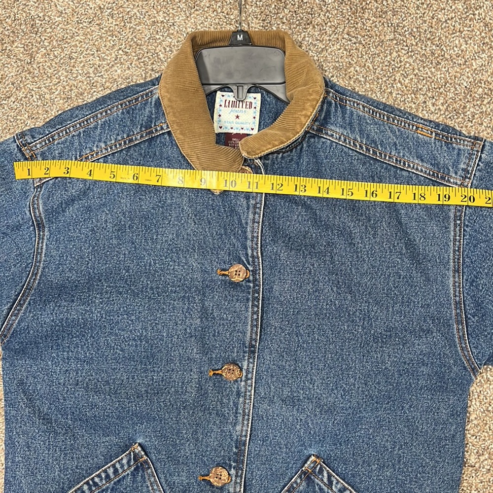 Blue Denim Jean Jacket with Tan Collar - Picture 11 of 14